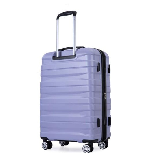 3 Piece Suitcase Set PC Lightweight And Durable Expandable Carrying Case With Two Hooks, Double Swivel Wheels, TSA Lock, 21-25-29 Light Purple