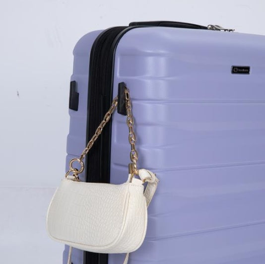 3 Piece Suitcase Set PC Lightweight And Durable Expandable Carrying Case With Two Hooks, Double Swivel Wheels, TSA Lock, 21-25-29 Light Purple