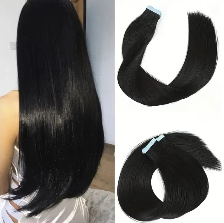 Extension Human Hair Black Russian Virgin Remy Straight Tape Extension Human Hair 20 Sticks 50g Pack