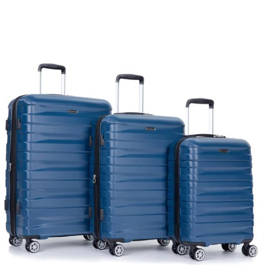 3 Piece Suitcase Set PC Lightweight And Durable Expandable Carrying Case With Two Hooks, Double Swivel Wheels, TSA Lock, 21-25-29 Dark Blue