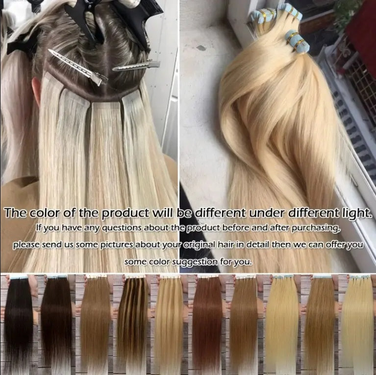 18P613 Tape Ins Extension Hair Growth 50g Russian Virgin Remy Human Hair Extension Wholesaler Price Adhesive Hair Extension Hair Extension
