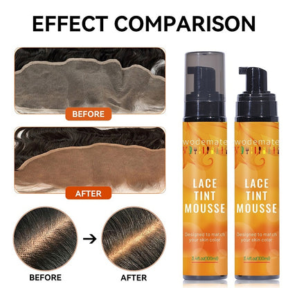 Lace Tint Mousse Waterproof Wig Tint Spray For Toupees Light Brown Wig Knots Healer Quick Dry Wig Grids Concealer No Residue