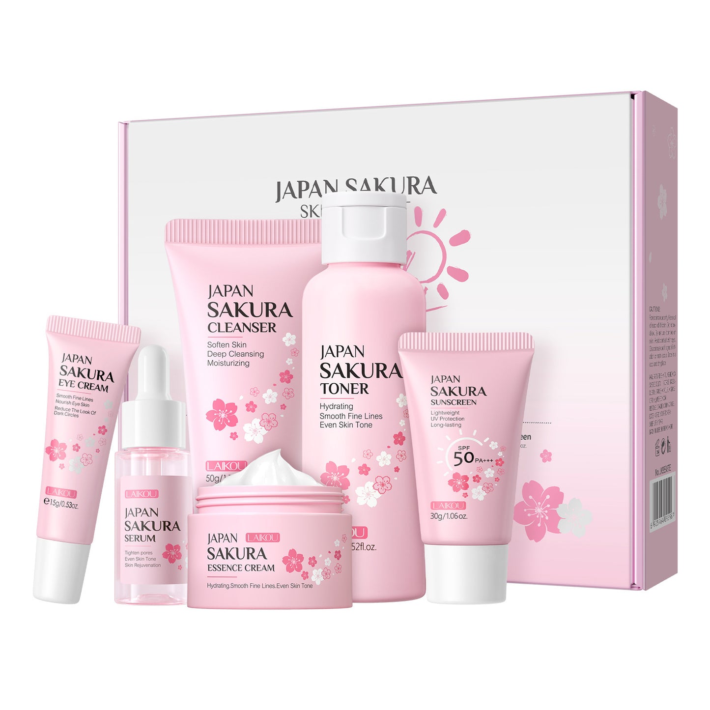 Six-piece Set Of Cherry Blossom Skin Care Cleansing