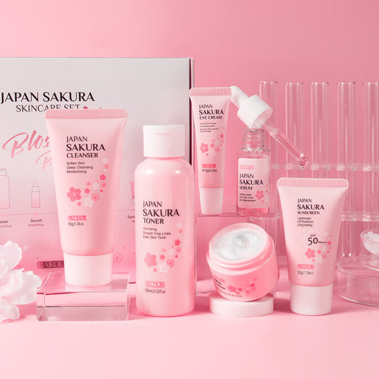 Six-piece Set Of Cherry Blossom Skin Care Cleansing