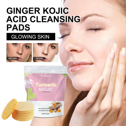 EelHope Turmeric Kojic Cleansing Pads, Deep Clean Delicate Pores Reduce Acne Spots Facial Skin Brightening