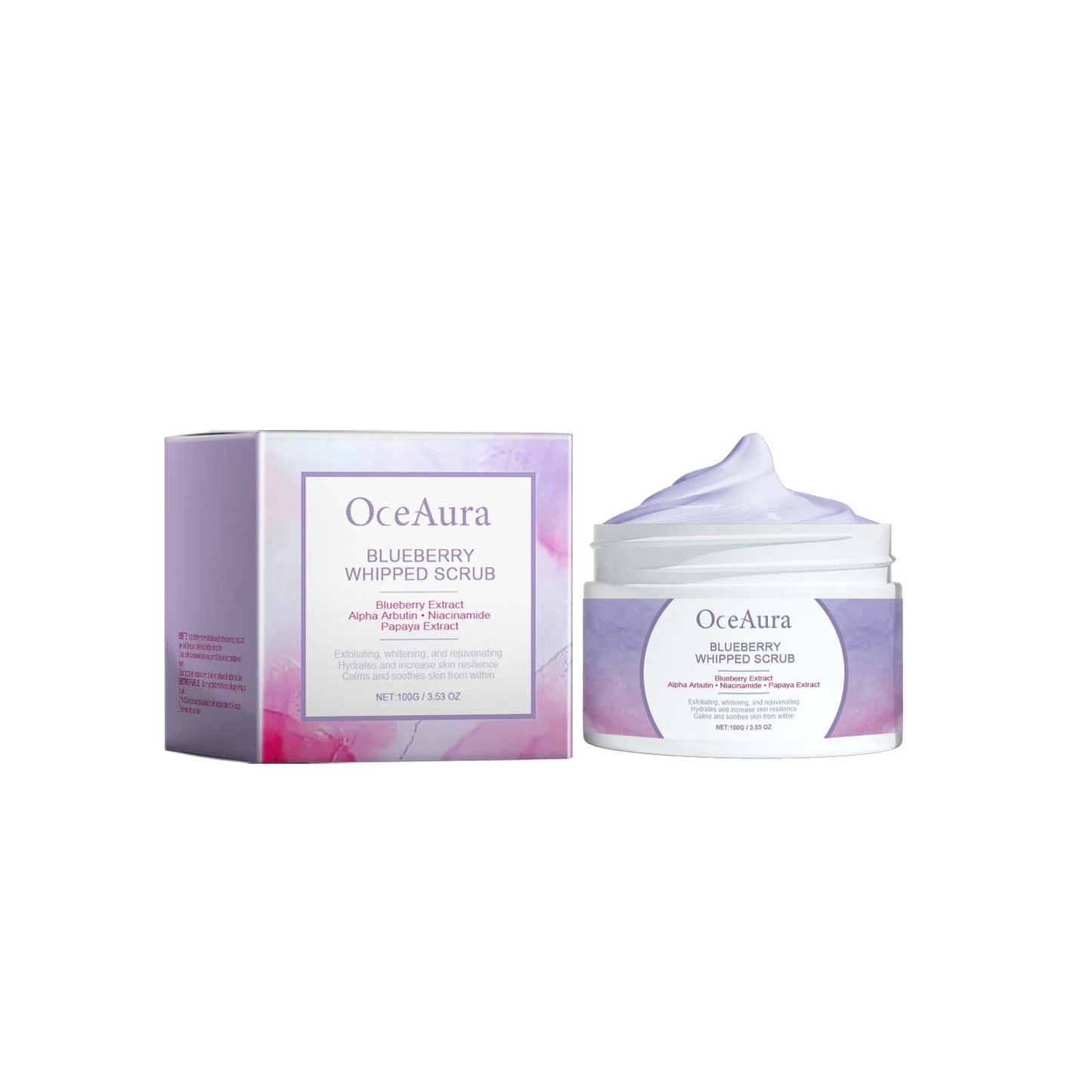 OceAura Blueberry Whipped Scrub, Exfoliating Tender Lighten Body Dull Brightening Skin Scrub