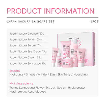 Six-piece Set Of Cherry Blossom Skin Care Cleansing