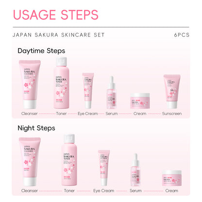 Six-piece Set Of Cherry Blossom Skin Care Cleansing